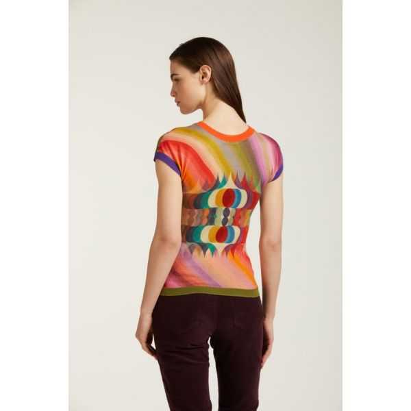 Short sleeved sweater with Chevron print, double use