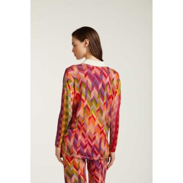 Oversize polo shirt with Chevron print