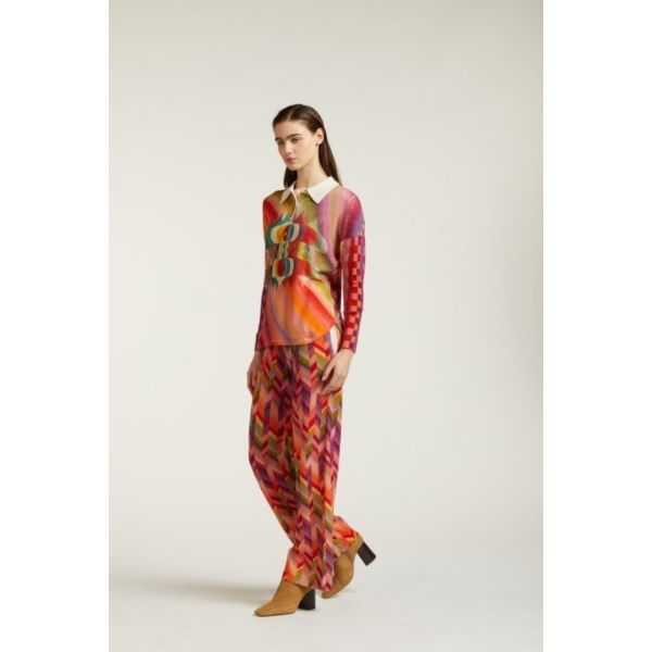 Polo Oversize con stampa Chevron