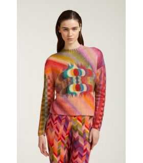 Oversize turtleneck sweater with Chevron print, double use