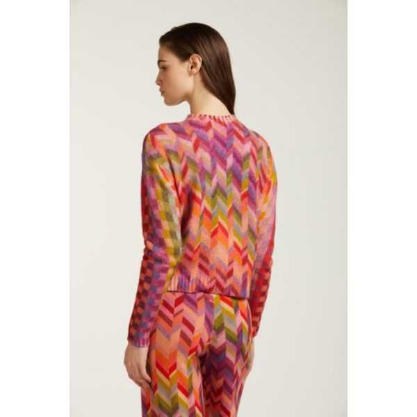 Oversize turtleneck sweater with Chevron print, double use