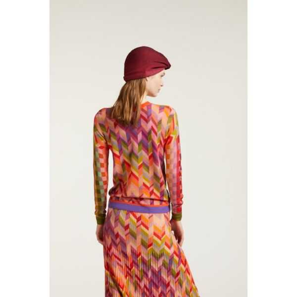 Maglia girocollo con stampa Chevron double use