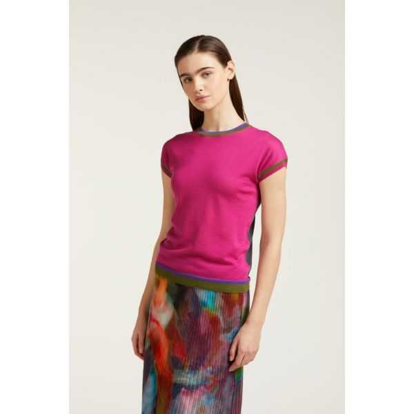 Short sleeved bicolor sweater, double use