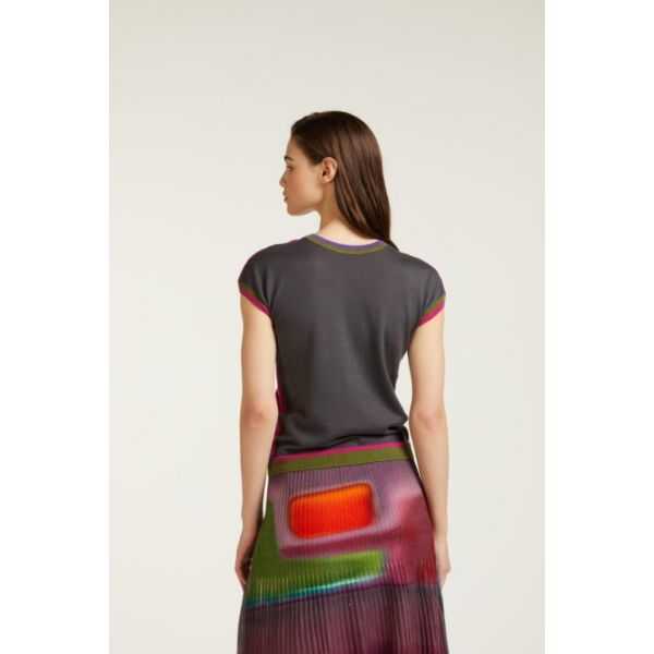 Short sleeved bicolor sweater, double use