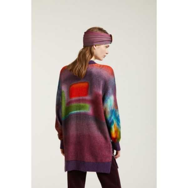 Cardigan oversize con stampa shaded