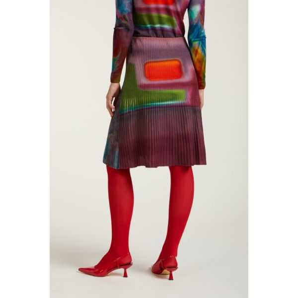 Pleated skirt with Shaded print double use
