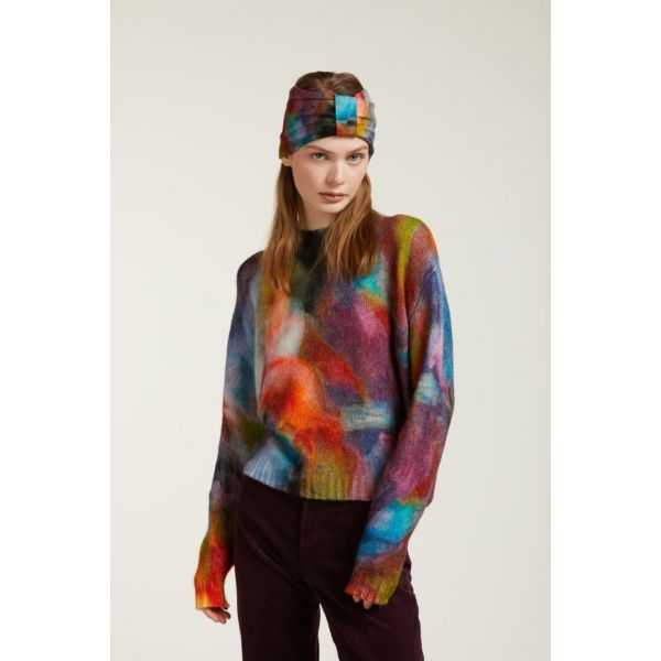 Oversize Turtleneck jumper with Shaded print double use