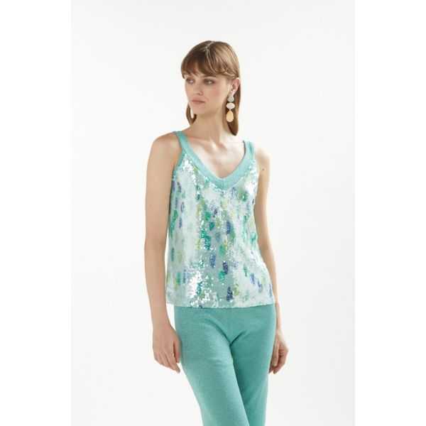 Sequins top with Gocce print
