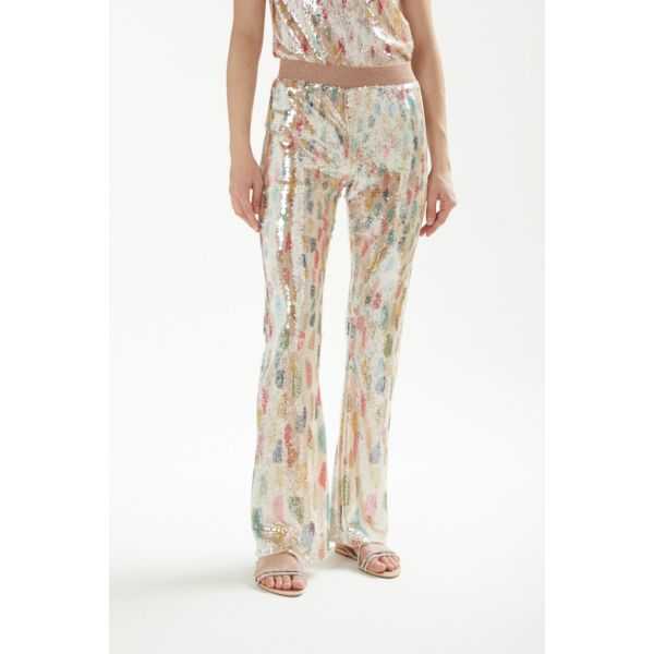 Sequins pants with Gocce print