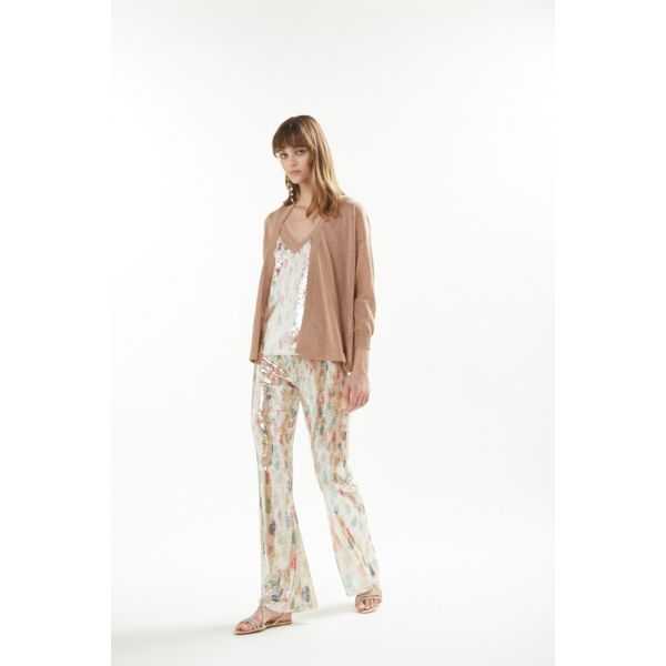 Sequins pants with Gocce print