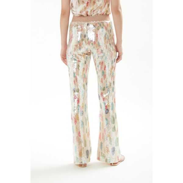 Sequins pants with Gocce print