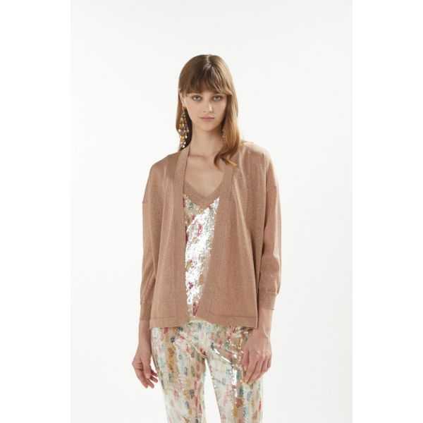 Cardigan colore unito in lurex