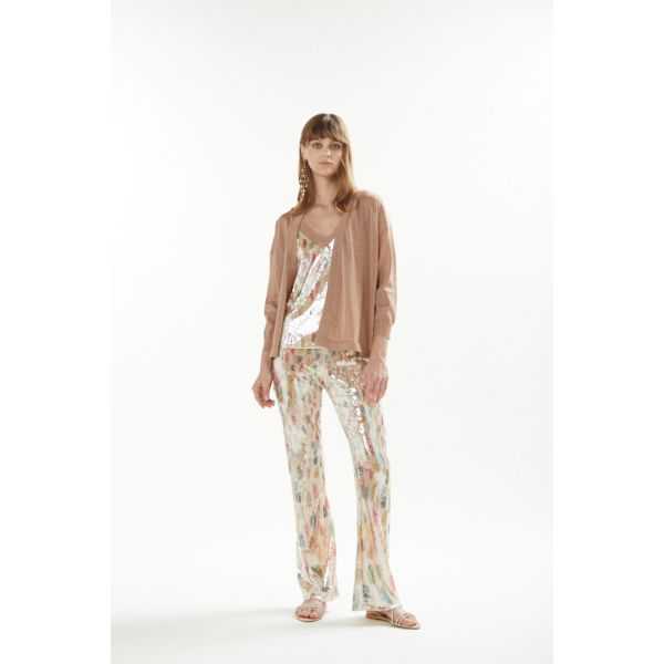 Solid color lurex cardigan