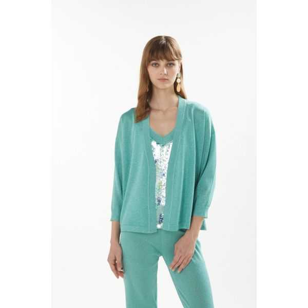 Solid color lurex cardigan