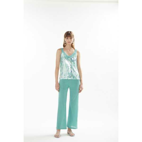 Solid color lurex pants