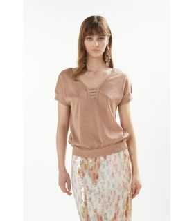 V neck kimono sweater with short sleeves double use
