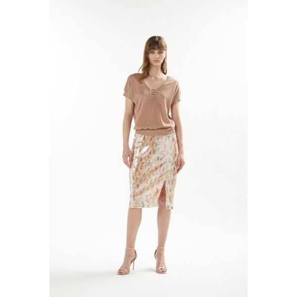 V neck kimono sweater with short sleeves double use