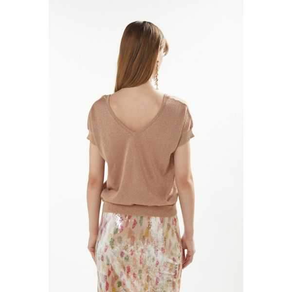 V neck kimono sweater with short sleeves double use