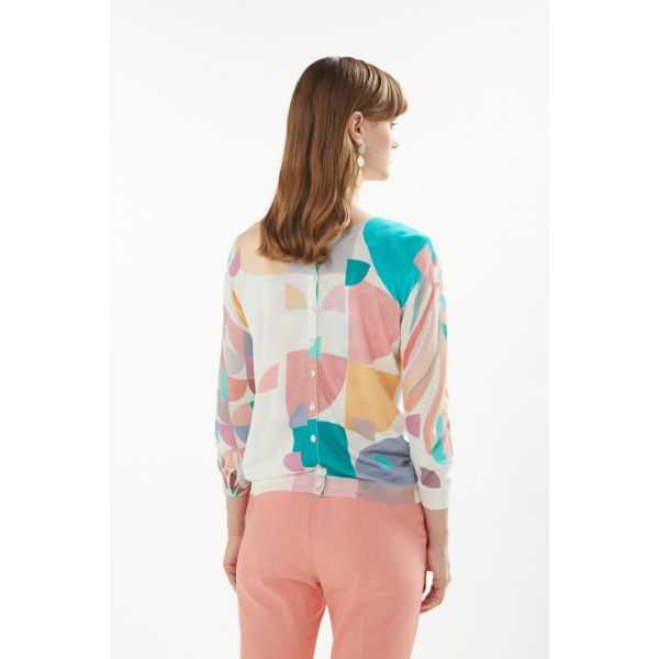 Crewneck jacket with 3/4 sleeves and Art print double use