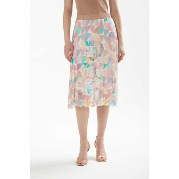 Pointelle skirt with Art print double use