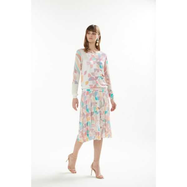 Pointelle skirt with Art print double use