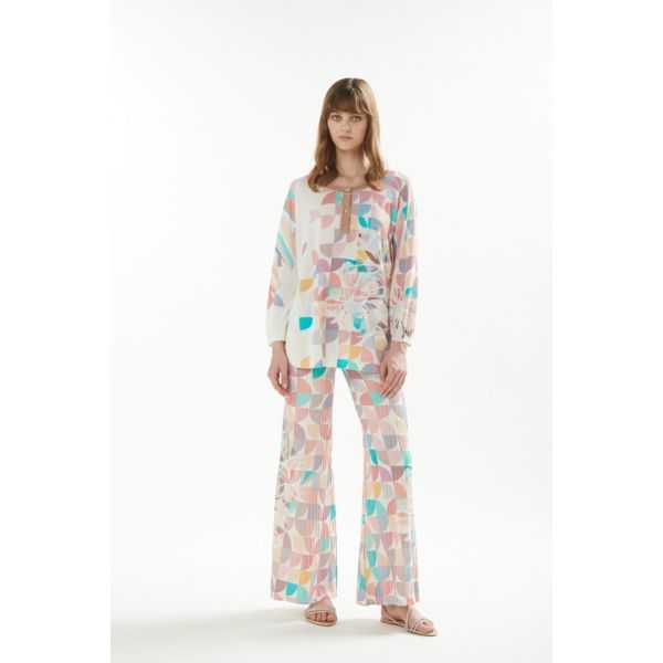 Pleated pants with Art print