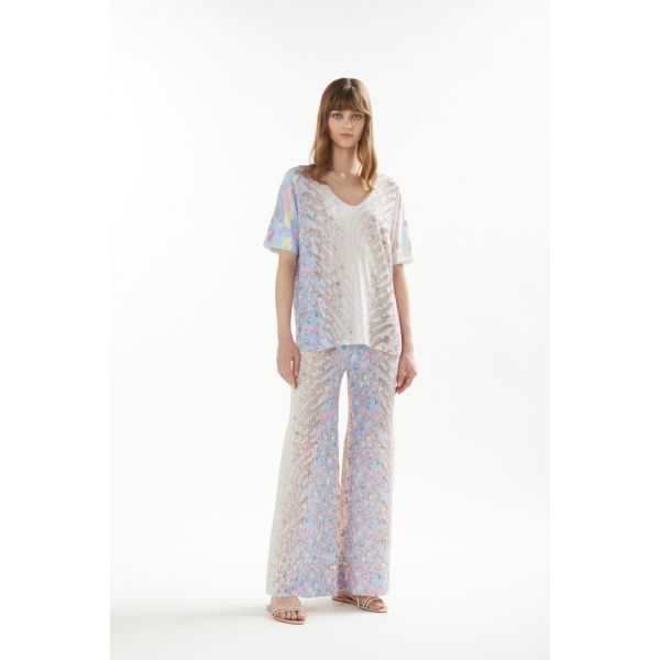 Pleated pants with Animalier print