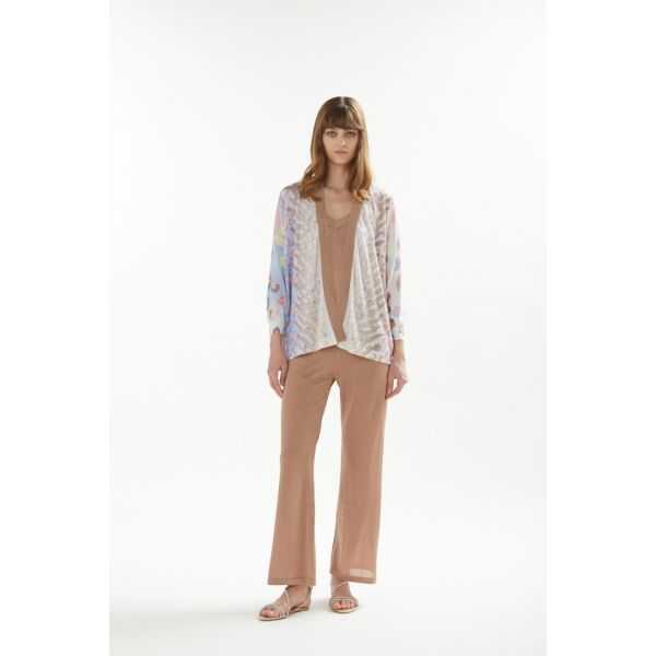 Cardigan with 3/4 sleeves and Animalier print