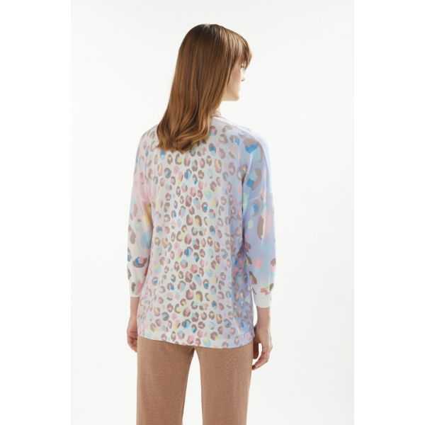 Cardigan with 3/4 sleeves and Animalier print