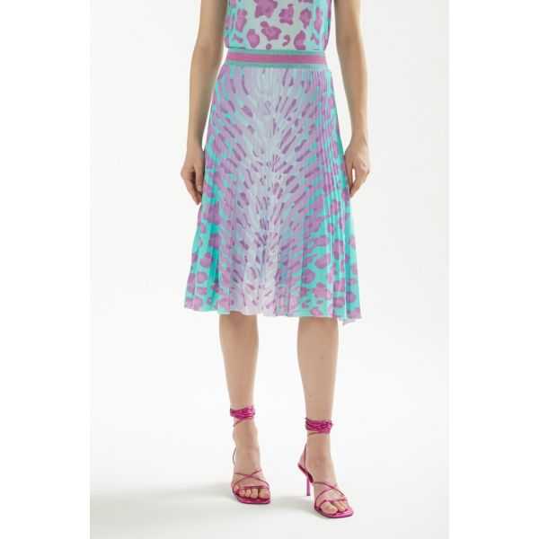 Pleated skirt with Animalier print double use