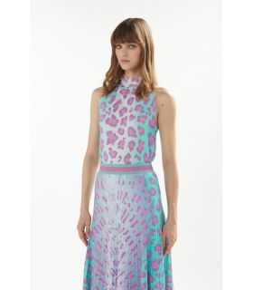 Halter neck sweater with Animalier print