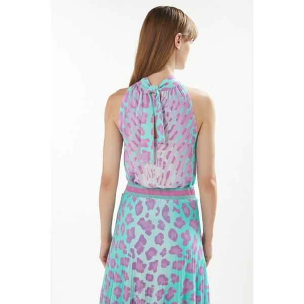 Halter neck sweater with Animalier print