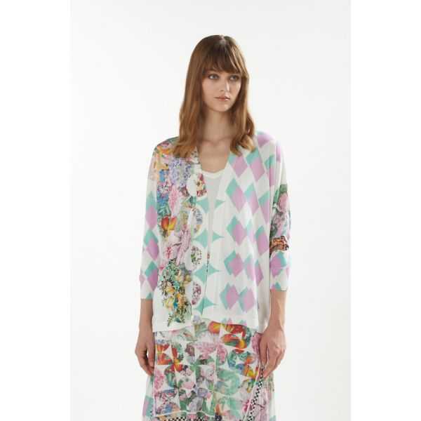 Cardigan with Foulard print