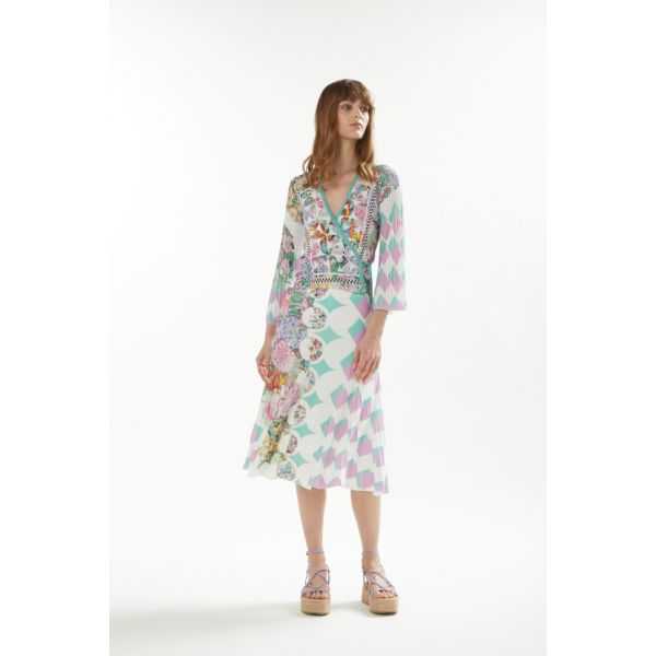 Pleated skirt with Foulard print double use