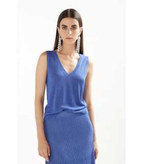 Lurex blend V neck top