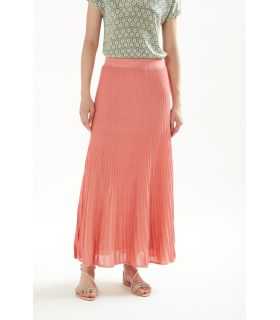 Pleated lurex blend long skirt