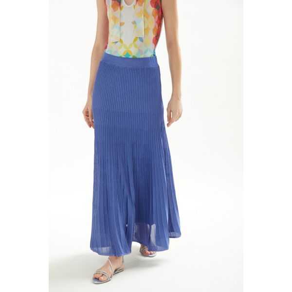 Pleated lurex blend long skirt