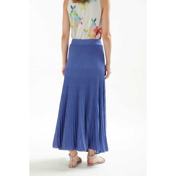 Pleated lurex blend long skirt