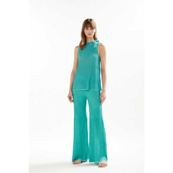 Pleated lurex blend pants