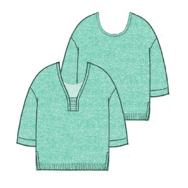 Oversize lurex blend V neck sweater with 3/4 sleeves double use