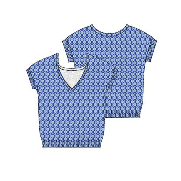 V neck sweater with short sleeves and Micro print double use