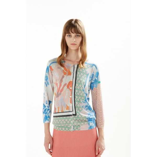 Jacket with 3/4 sleeves and Iris print double use