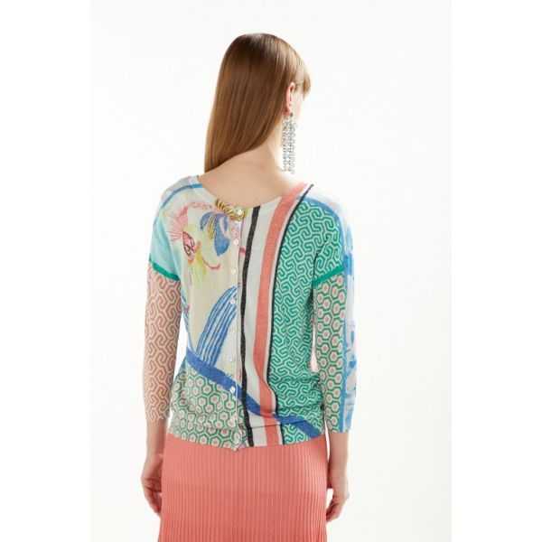 Jacket with 3/4 sleeves and Iris print double use