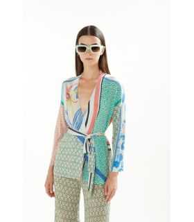 Kimono jacket with Iris print