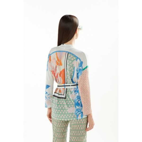 Kimono jacket with Iris print