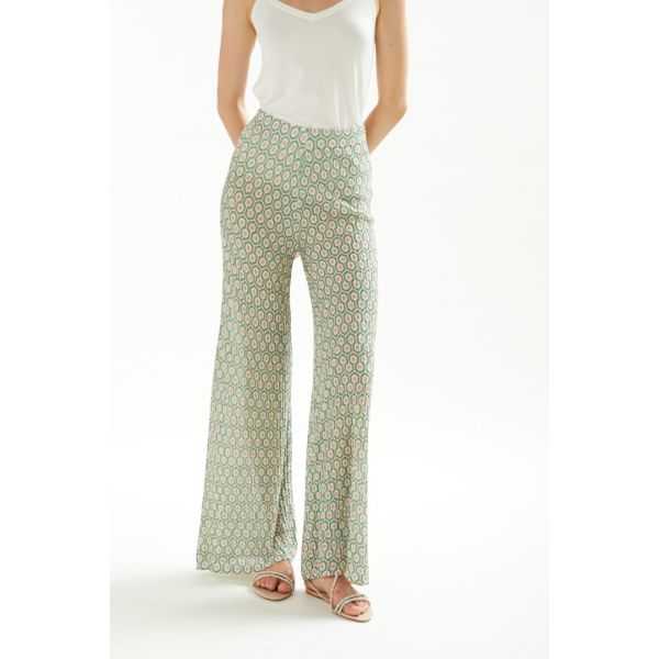 Pleated pants with Micro print