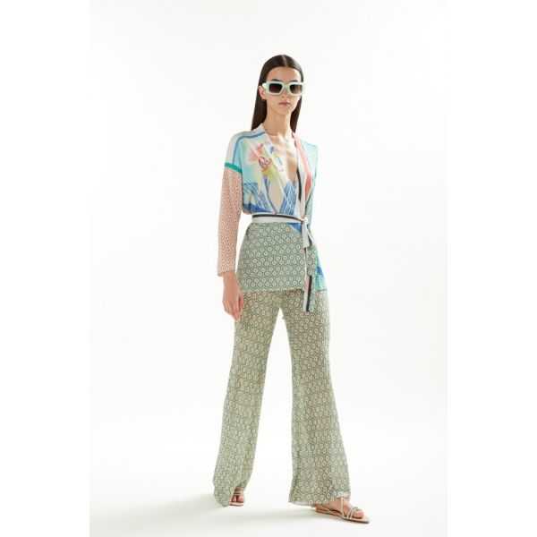 Pleated pants with Micro print