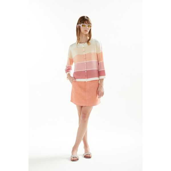 Crewneck striped degradè jacket double use