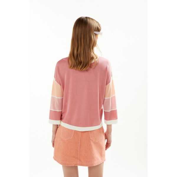 Crewneck striped degradè jacket double use