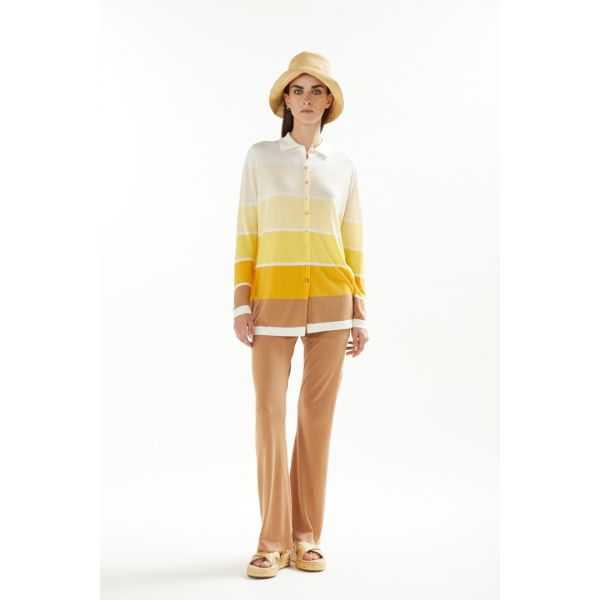 Striped Shirt with long degradè sleeves